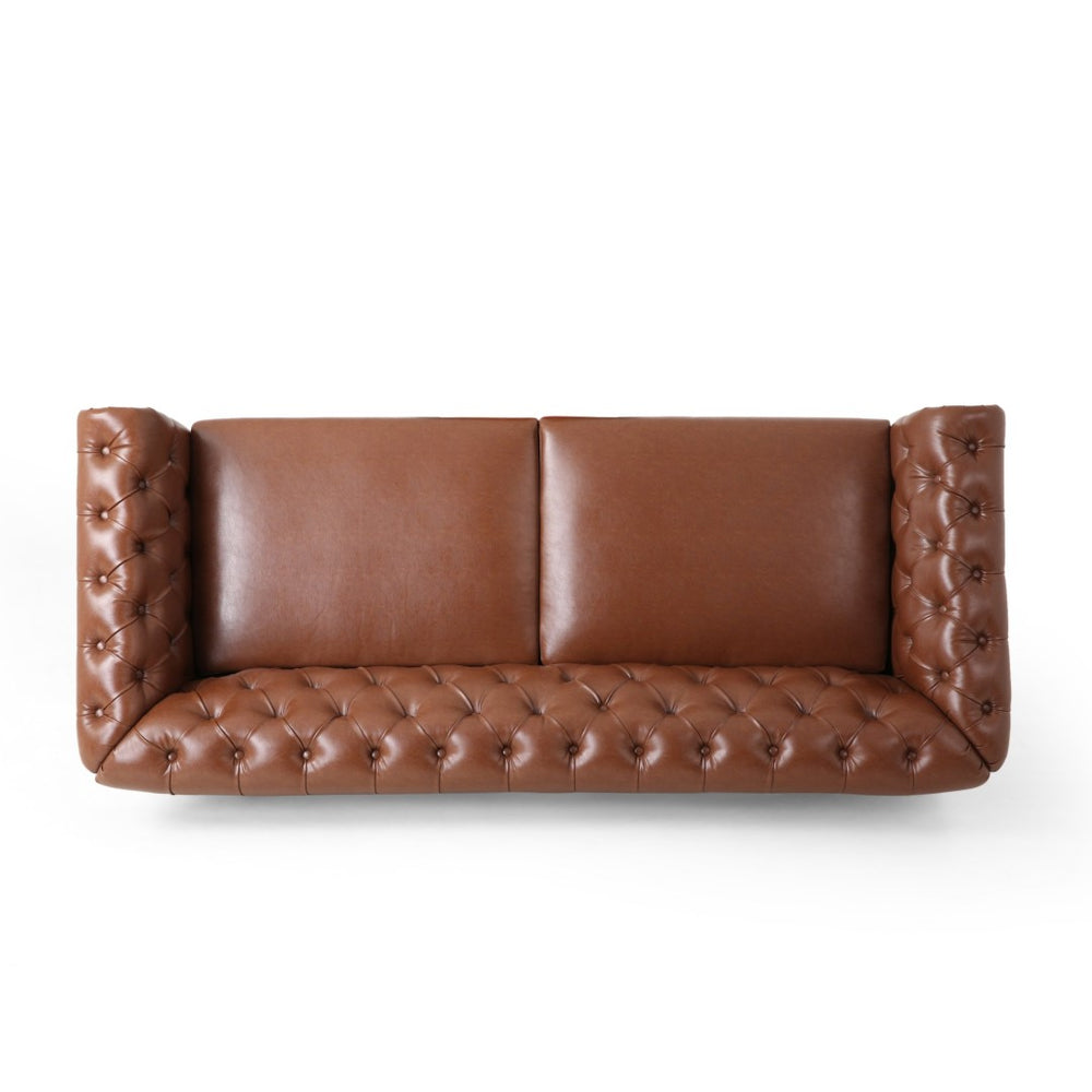 English Elm 3-seat Upholstered Sofa with Warm Wood Legs for Contemporary Living Rooms N760P215168D