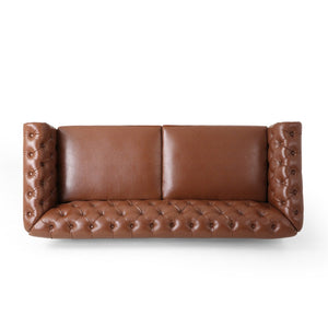 English Elm 3-seat Upholstered Sofa with Warm Wood Legs for Contemporary Living Rooms N760P215168D