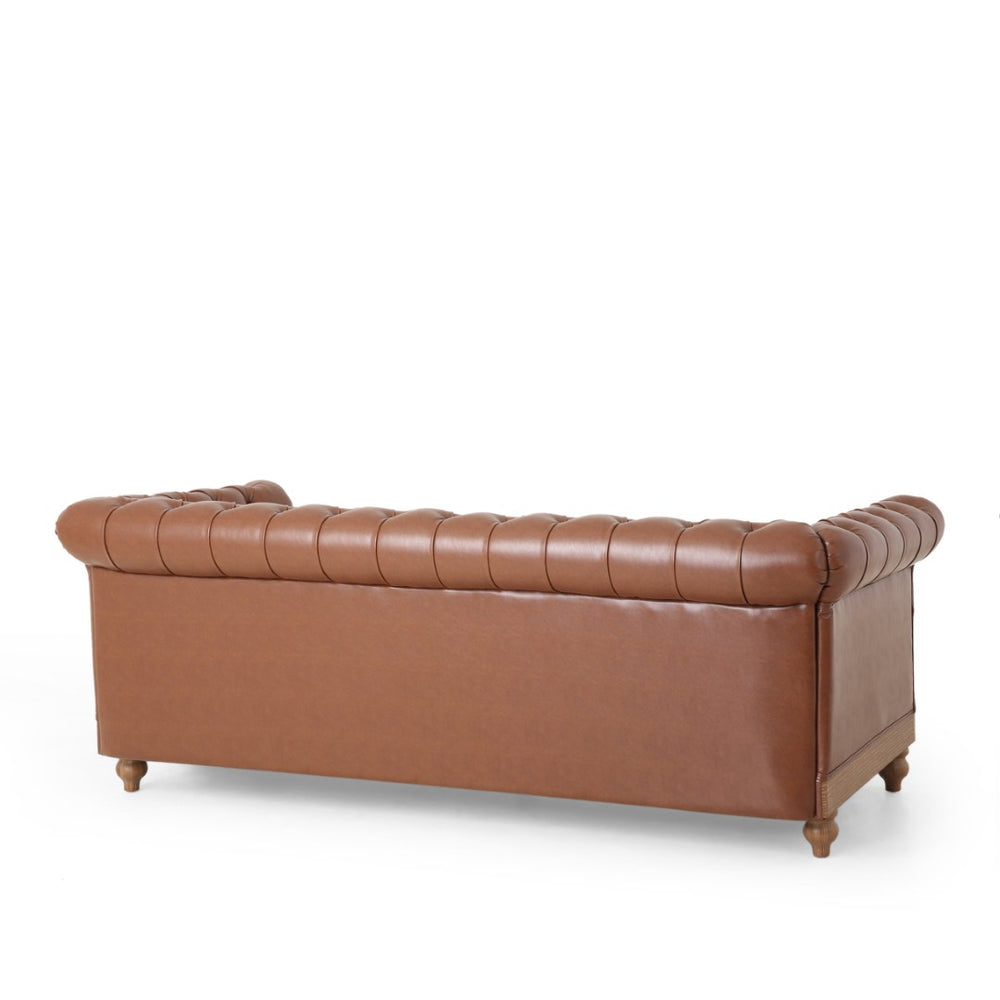 English Elm 3-seat Upholstered Sofa with Warm Wood Legs for Contemporary Living Rooms N760P215168D