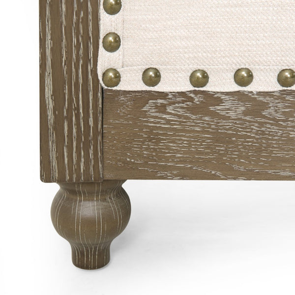 English Elm 3-seat Tufted Beige Sofa with Rivet Detail and Solid Wood Legs for Living Rooms Beige - B N760P215171A