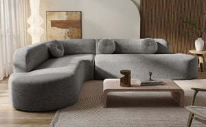 English Elm Mirod 122 Inch Curved Sectional Sofa Plush Fabric Seating with Round Accent Cushions N760P246876E