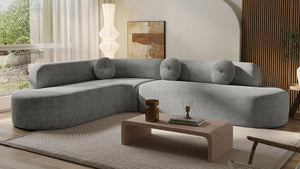 English Elm Mirod 122 Inch Curved Sectional Sofa Plush Fabric Seating with Round Accent Cushions N760P246876E