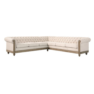 English Elm Mirod Tufted L-shaped Sectional Sofa with Rivet Trim and Solid Wood Legs Retro N760P285760A