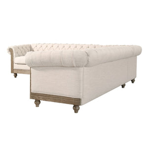 English Elm Mirod Tufted L-shaped Sectional Sofa with Rivet Trim and Solid Wood Legs Retro N760P285760A
