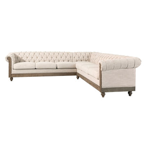 English Elm Mirod Tufted L-shaped Sectional Sofa with Rivet Trim and Solid Wood Legs Retro N760P285760A