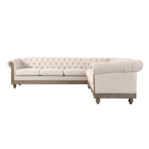 English Elm Mirod Tufted L-shaped Sectional Sofa with Rivet Trim and Solid Wood Legs Retro N760P285760A