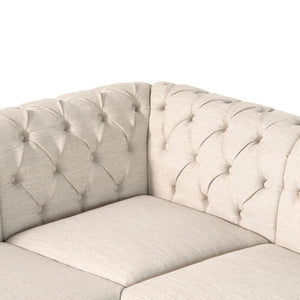 English Elm Mirod Tufted L-shaped Sectional Sofa with Rivet Trim and Solid Wood Legs Retro N760P285760A