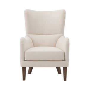 English Elm Modern Wingback Linen Accent Chair Pair with Ash Legs Nailhead Trim Tailored Design N760S0000033B
