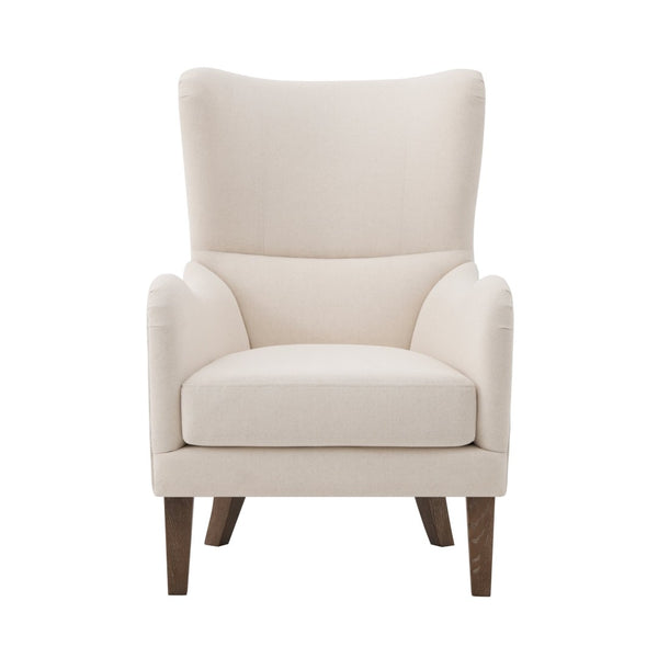 English Elm Modern Wingback Linen Accent Chair Pair with Ash Legs Nailhead Trim Tailored Design N760S0000033B