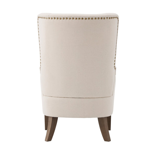 English Elm Modern Wingback Linen Accent Chair Pair with Ash Legs Nailhead Trim Tailored Design N760S0000033B