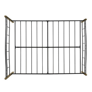 English Elm Queen Iron Platform Bed with Curved Headboard and Footboard for Glam Eclectic Bedrooms Black+Gold Wavy N761P322951B