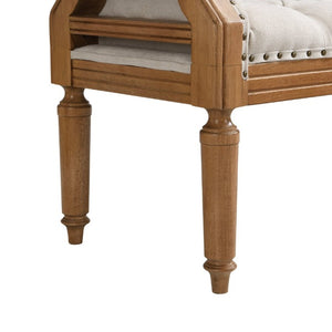 English Elm Mid-Century Rubberwood Tufted Upholstered Bench for Bedroom Entryway Window Seating Beige Nailhead Trim N761P370379M