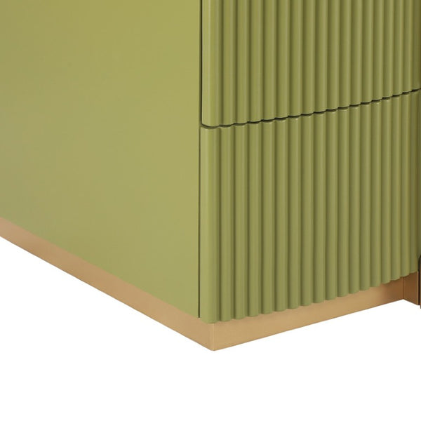 English Elm 2-Drawer Fluted Nightstand with Gold Pull Mid-Century Bedroom End Table Fully Assembled N761P380675N