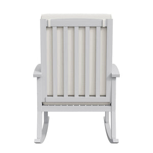English Elm Casa Acacia Solid Hardwood Outdoor Rocking Chair with Padded Cushions for Porch Use Ivory N761P439578E