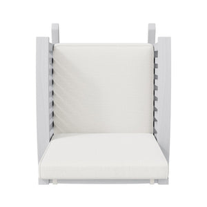 English Elm Casa Acacia Solid Hardwood Outdoor Rocking Chair with Padded Cushions for Porch Use Ivory N761P439578E