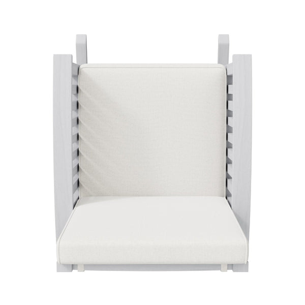 English Elm Casa Acacia Solid Hardwood Outdoor Rocking Chair with Padded Cushions for Porch Use Ivory N761P439578E