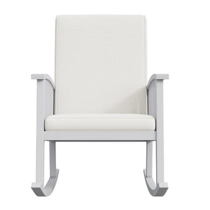 English Elm Casa Acacia Solid Hardwood Outdoor Rocking Chair with Padded Cushions for Porch Use Ivory N761P439578E