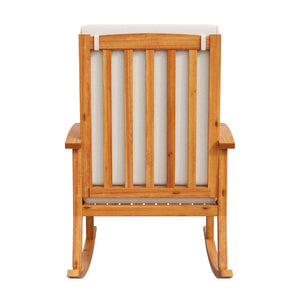 English Elm Casa Acacia Solid Hardwood Outdoor Rocking Chair with Padded Cushions for Porch Use Brown N761P439578T