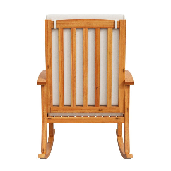 English Elm Casa Acacia Solid Hardwood Outdoor Rocking Chair with Padded Cushions for Porch Use Brown N761P439578T