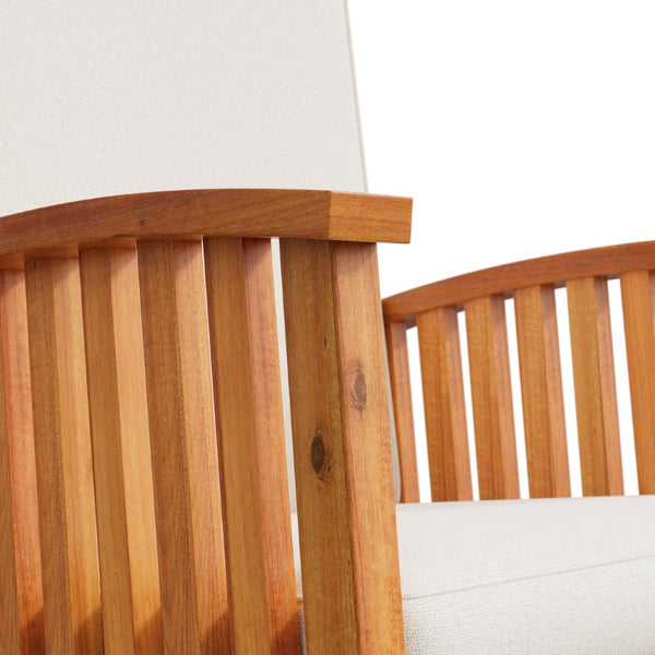 English Elm Casa Acacia Solid Hardwood Outdoor Rocking Chair with Padded Cushions for Porch Use Brown N761P439578T