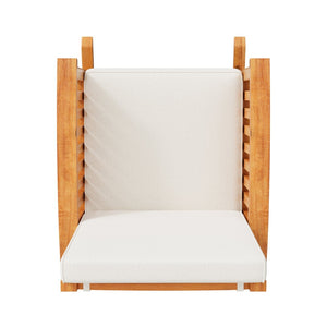 English Elm Casa Acacia Solid Hardwood Outdoor Rocking Chair with Padded Cushions for Porch Use Brown N761P439578T