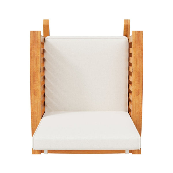 English Elm Casa Acacia Solid Hardwood Outdoor Rocking Chair with Padded Cushions for Porch Use Brown N761P439578T