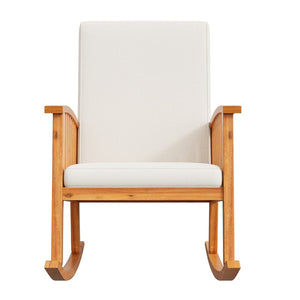 English Elm Casa Acacia Solid Hardwood Outdoor Rocking Chair with Padded Cushions for Porch Use Brown N761P439578T