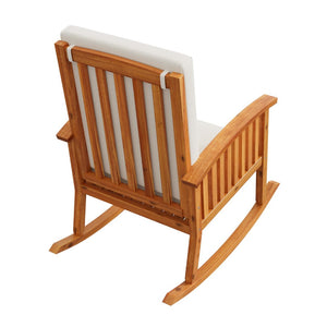 English Elm Casa Acacia Solid Hardwood Outdoor Rocking Chair with Padded Cushions for Porch Use Brown N761P439578T
