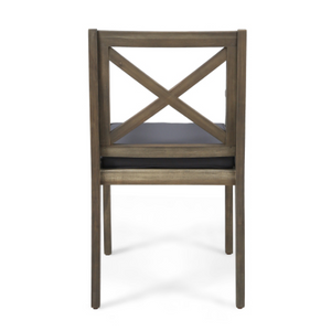 English Elm Perla Solid Acacia Wood Outdoor Dining Chairs Set of Two with Weather Resistant Cushions N762P251938E