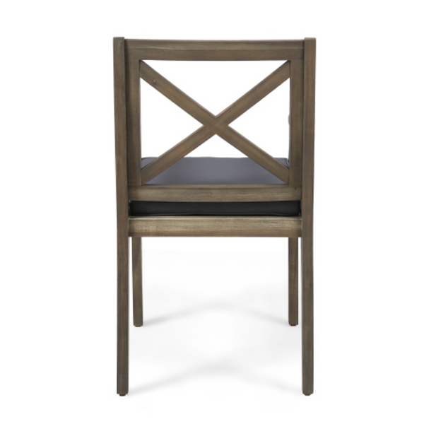 English Elm Perla Solid Acacia Wood Outdoor Dining Chairs Set of Two with Weather Resistant Cushions N762P251938E