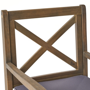 English Elm Perla Solid Acacia Wood Outdoor Dining Chairs Set of Two with Weather Resistant Cushions N762P251938E