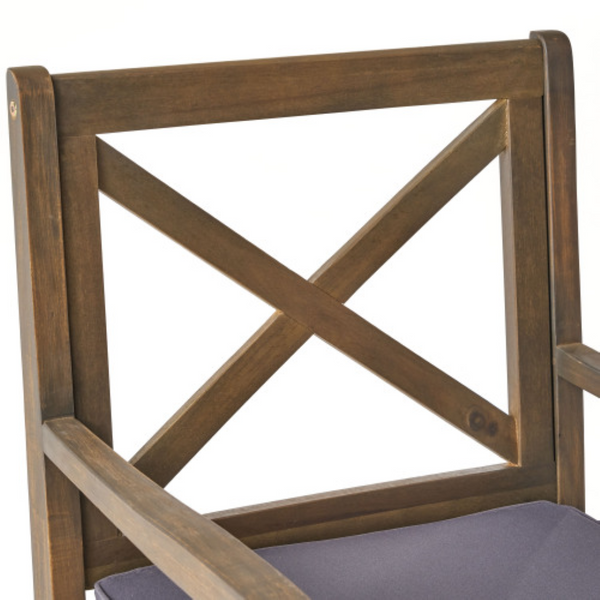 English Elm Perla Solid Acacia Wood Outdoor Dining Chairs Set of Two with Weather Resistant Cushions N762P251938E