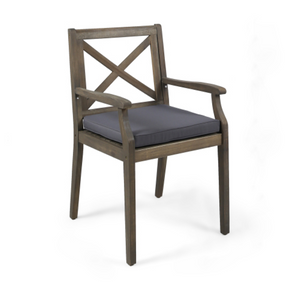 English Elm Perla Solid Acacia Wood Outdoor Dining Chairs Set of Two with Weather Resistant Cushions N762P251938E