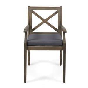 English Elm Perla Solid Acacia Wood Outdoor Dining Chairs Set of Two with Weather Resistant Cushions N762P251938E