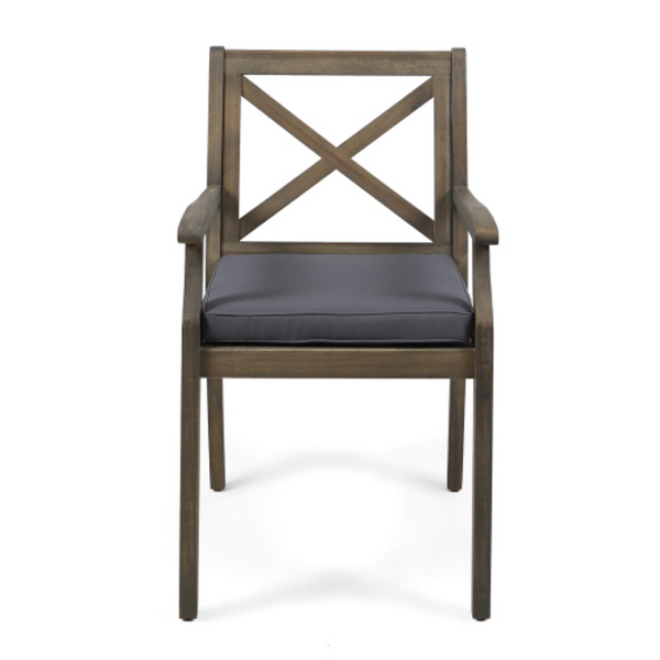 English Elm Perla Solid Acacia Wood Outdoor Dining Chairs Set of Two with Weather Resistant Cushions N762P251938E