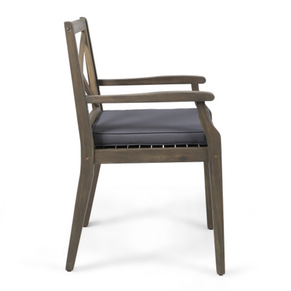 English Elm Perla Solid Acacia Wood Outdoor Dining Chairs Set of Two with Weather Resistant Cushions N762P251938E