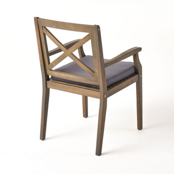 English Elm Perla Solid Acacia Wood Outdoor Dining Chairs Set of Two with Weather Resistant Cushions N762P251938E