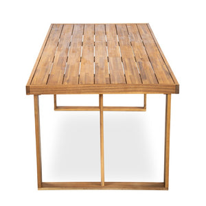 English Elm 7 Piece Solid Acacia Wood Outdoor Dining Set with Slatted Table and Cushioned Chairs N762P371718D_N762P455540D6