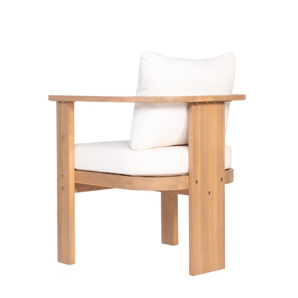 English Elm 7‑Piece Solid Acacia Outdoor Dining Set with Teak Finish Table and Cushioned Arm Chairs N762P371718D_N762P506092A3