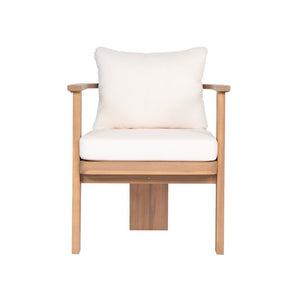 English Elm 7‑Piece Solid Acacia Outdoor Dining Set with Teak Finish Table and Cushioned Arm Chairs N762P371718D_N762P506092A3