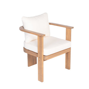English Elm 7‑Piece Solid Acacia Outdoor Dining Set with Teak Finish Table and Cushioned Arm Chairs N762P371718D_N762P506092A3