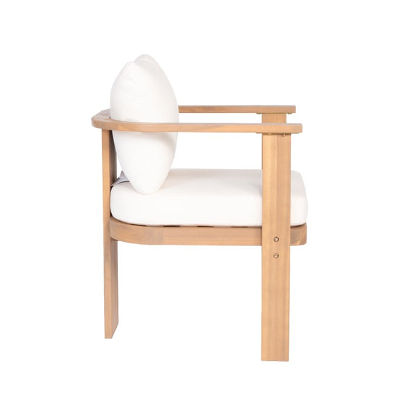 English Elm 7‑Piece Solid Acacia Outdoor Dining Set with Teak Finish Table and Cushioned Arm Chairs N762P371718D_N762P506092A3