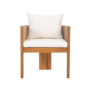 English Elm 7‑Piece Solid Acacia Outdoor Dining Set with Slatted Table and Rope Woven Arm Chairs N762P371718D_N762P506194D3