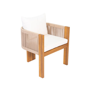 English Elm 7‑Piece Solid Acacia Outdoor Dining Set with Slatted Table and Rope Woven Arm Chairs N762P371718D_N762P506194D3