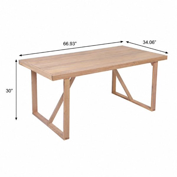 English Elm 67 Inch Acacia Slatted Outdoor Dining Table Seats Six on Patio Deck or Garden N762P371718K