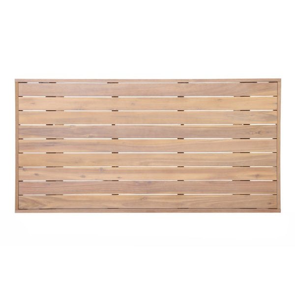 English Elm 67 Inch Acacia Slatted Outdoor Dining Table Seats Six on Patio Deck or Garden N762P371718K