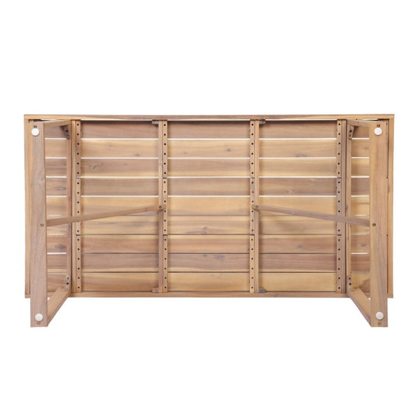 English Elm 67 Inch Acacia Slatted Outdoor Dining Table Seats Six on Patio Deck or Garden N762P371718K