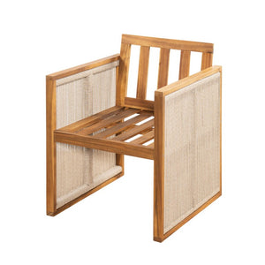 English Elm Outdoor Acacia Wood Armchairs Set of 2 with Hand Woven Rope and Washable Cushions N762P371719A