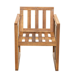 English Elm Outdoor Acacia Wood Armchairs Set of 2 with Hand Woven Rope and Washable Cushions N762P371719A
