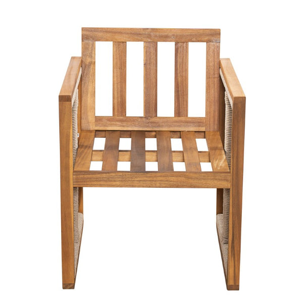 English Elm Outdoor Acacia Wood Armchairs Set of 2 with Hand Woven Rope and Washable Cushions N762P371719A